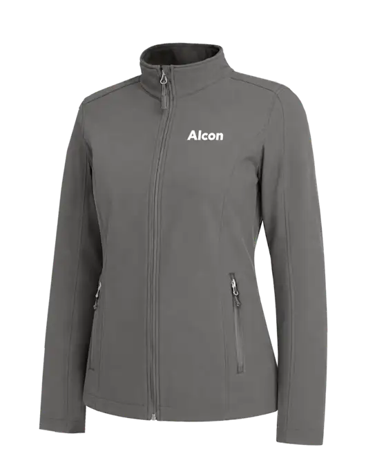 Medium Grey Womens Core Soft Shell Jacket w/Alcon Logo