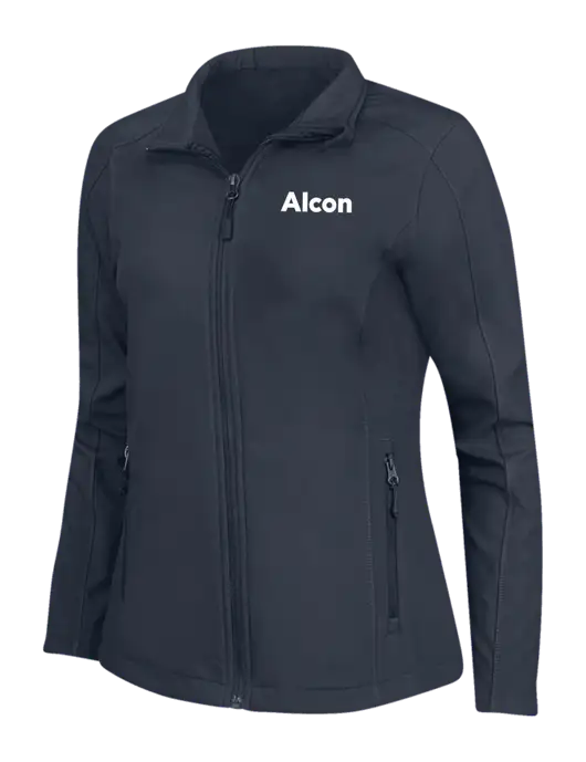 Navy Womens Core Soft Shell Jacket w/Alcon Logo