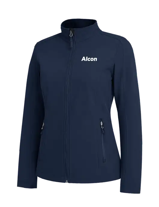 Navy Womens Core Soft Shell Jacket w/Alcon Logo