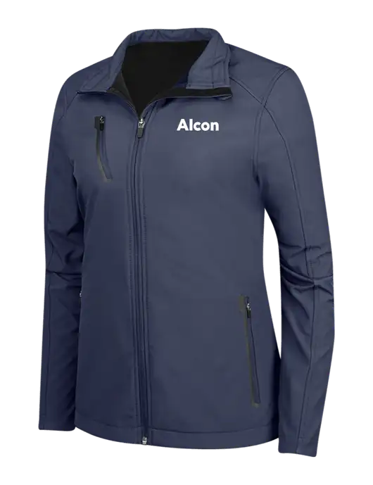Navy Womens Welded Softshell Jacket w/Alcon Logo