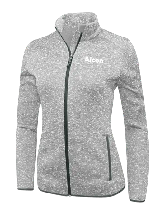 Grey Heather Womens Sweater Fleece Jacket w/Alcon Logo