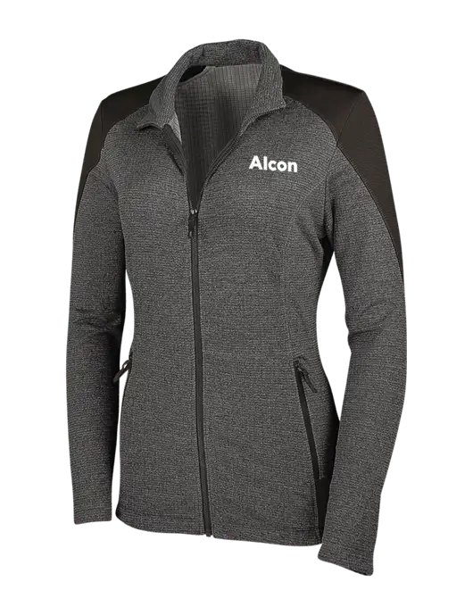 Medium Grey Heather Womens Grid Fleece Jacket w/Alcon Logo