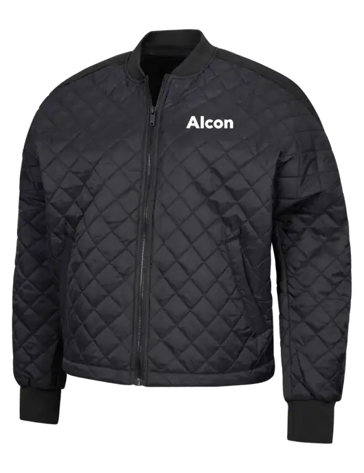 Mercer+Mettle Black Womens Boxy Quilted Jacket w/Alcon Logo