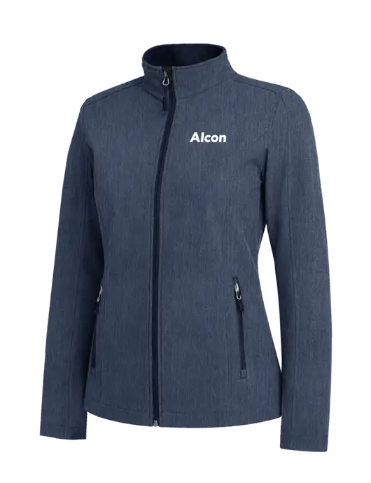 Navy Heather Womens Core Soft Shell Jacket w/Alcon Logo
