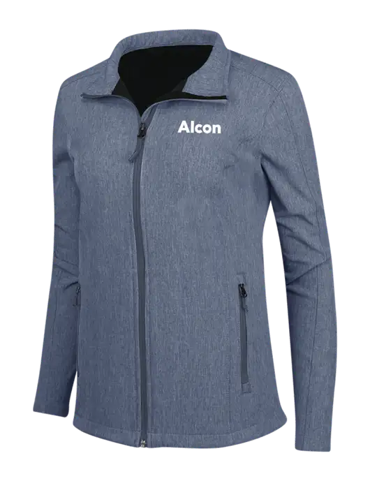 Navy Heather Womens Core Soft Shell Jacket w/Alcon Logo