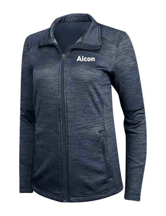 Navy Womens Digi Stripe Fleece Jacket w/Alcon Logo