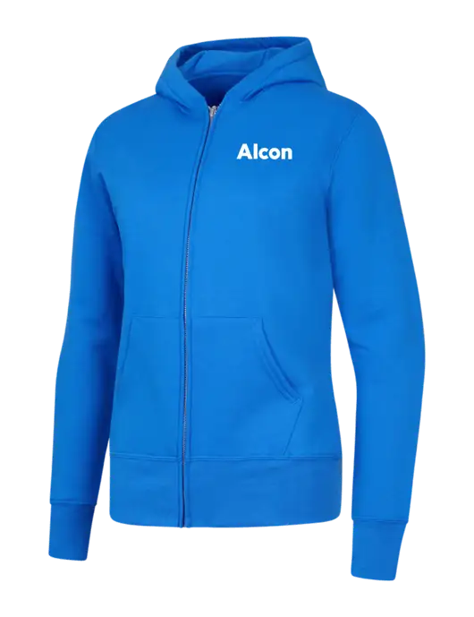 Royal Womens Core Fleece Full-Zip Hooded Sweatshirt w/Alcon Logo