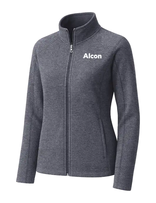 Light Navy Heather Womens Microfleece Full-Zip Jacket w/Alcon Logo