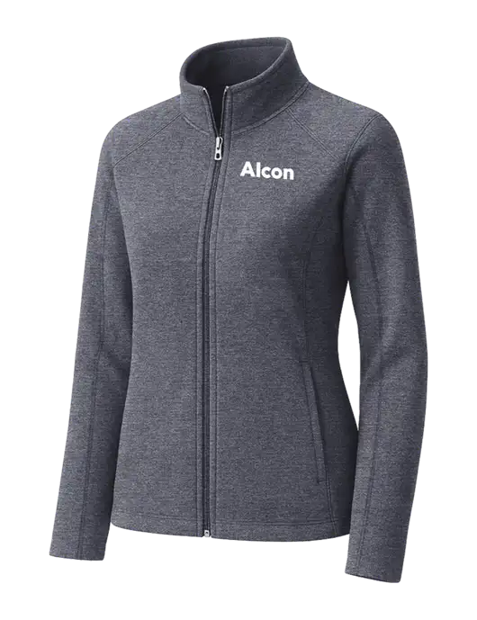 Light Navy Heather Womens Microfleece Full-Zip Jacket w/Alcon Logo