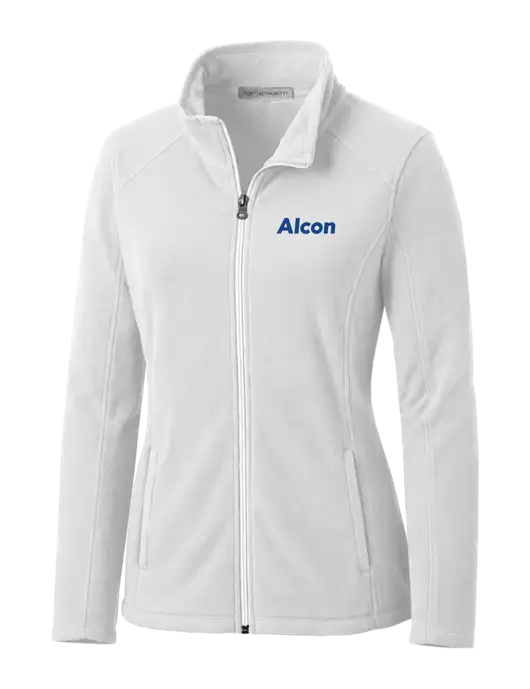 White Womens Microfleece Jacket w/Alcon Logo