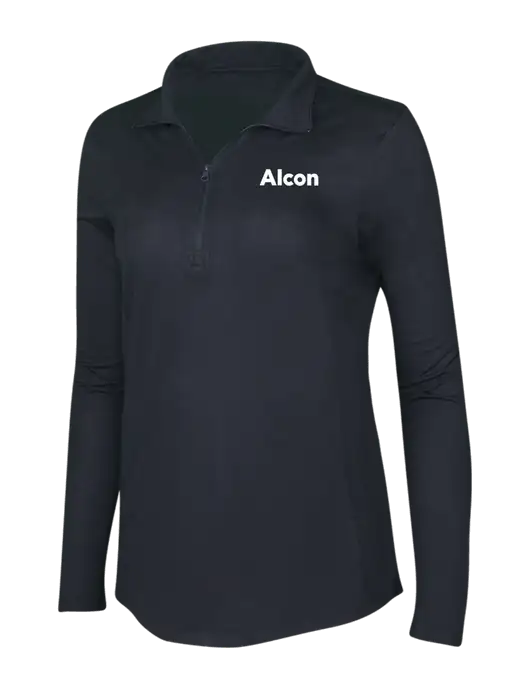 Black Triad Solid Womens Posicharge Tri-Blend Wicking 1/4 Zip Pullover w/Alcon Logo