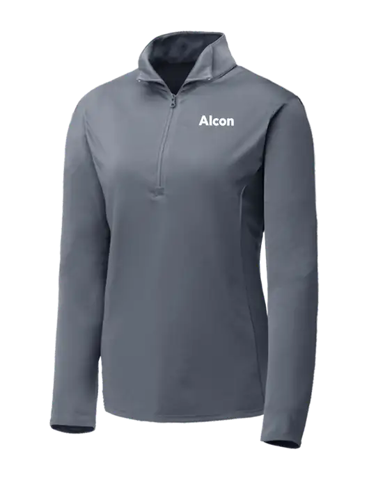 Medium Grey Womens Posicharge Competitor ¼ Zip Pullover w/Alcon Logo