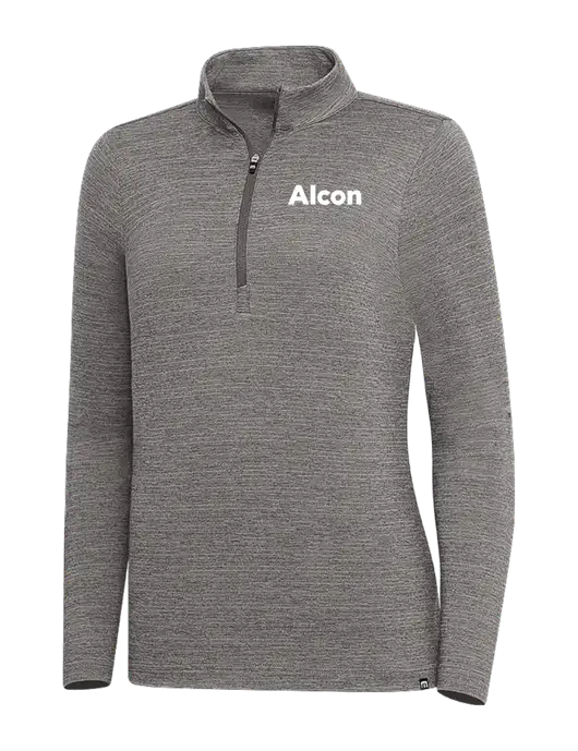 TravisMathew Medium Grey Heather Womens Crestview 1/4 Zip w/Alcon Logo