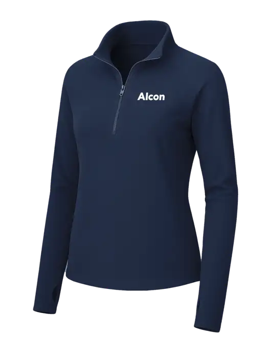 Womens Navy Microfleece 1/2 Zip Pullover w/Alcon Logo