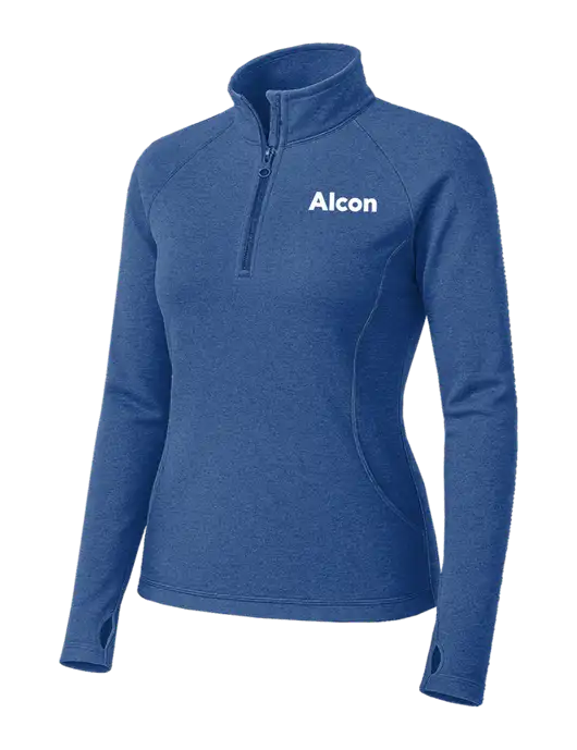 Royal Heather Womens Sport Wick Stretch 1/4 Zip Pullover w/Alcon Logo