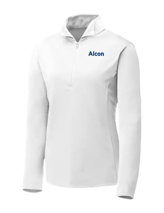 White Womens Posicharge Competitor ¼ Zip Pullover w/Alcon Logo