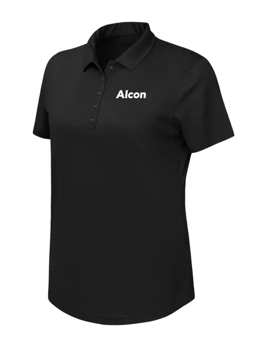Callaway Womens Birdseye Black Polo w/Alcon Logo