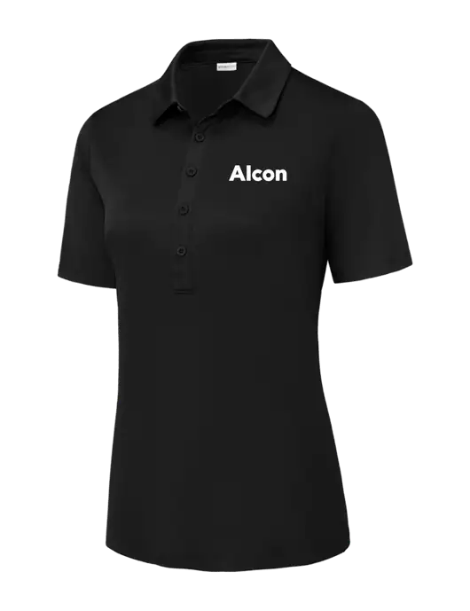Black Womens Posi-UV Pro Polo w/Alcon Logo