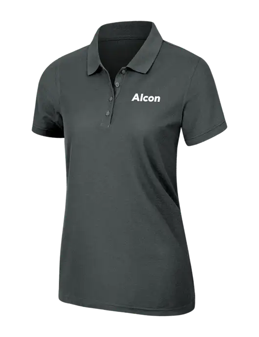 Dark Grey Womens Core Classic Pique Polo w/Alcon Logo