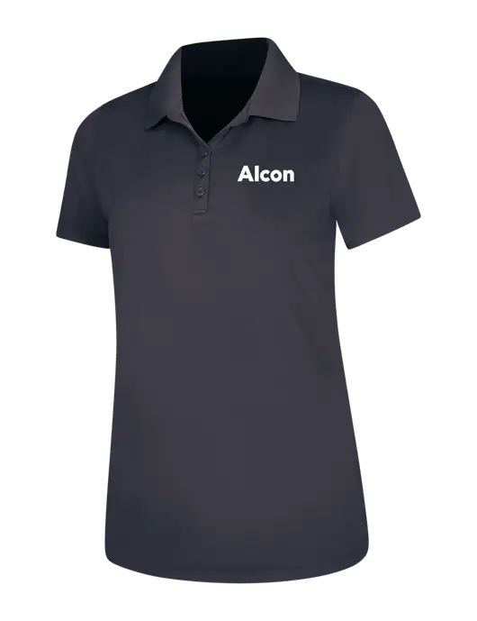 Dark Grey Womens Dry Zone UV Mesh Polo w/Alcon Logo