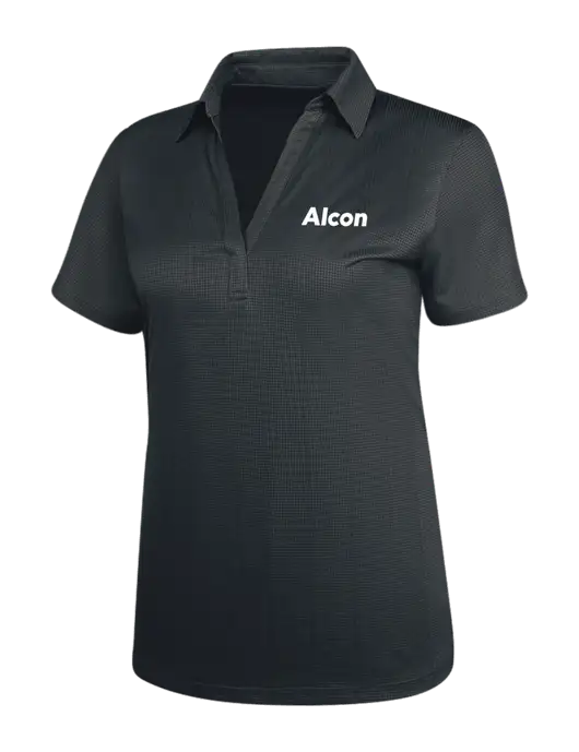 Dark Grey Womens Performance Fine Jacquard Polo w/Alcon Logo