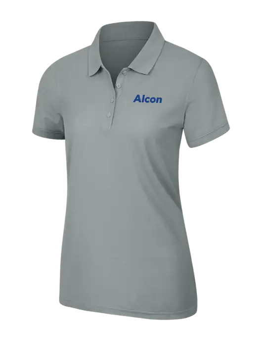 Light Grey Womens Core Classic Pique Polo w/Alcon Logo