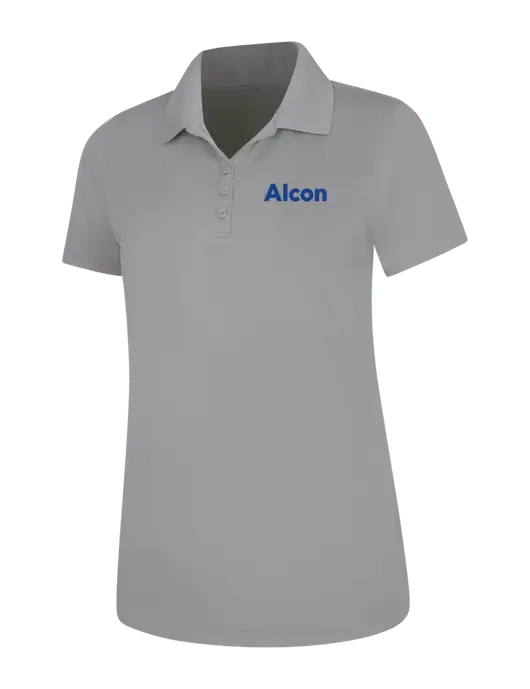 Light Grey Womens Dry Zone UV Mesh Polo w/Alcon Logo