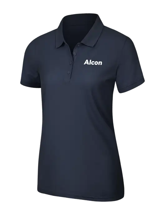 Navy Blue Womens Core Classic Pique Polo w/Alcon Logo