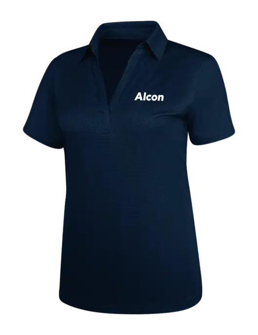 Navy Womens Performance Fine Jacquard Polo w/Alcon Logo