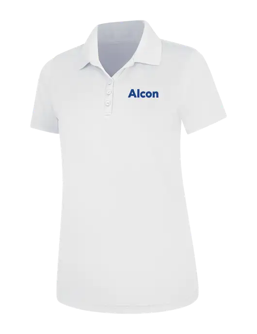 White Womens Dry Zone UV Mesh Polo w/Alcon Logo