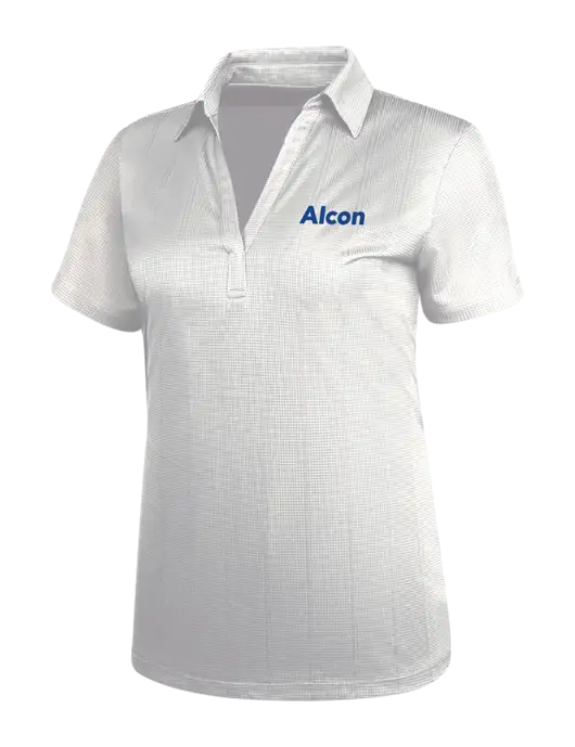 White Womens Performance Fine Jacquard Polo w/Alcon Logo