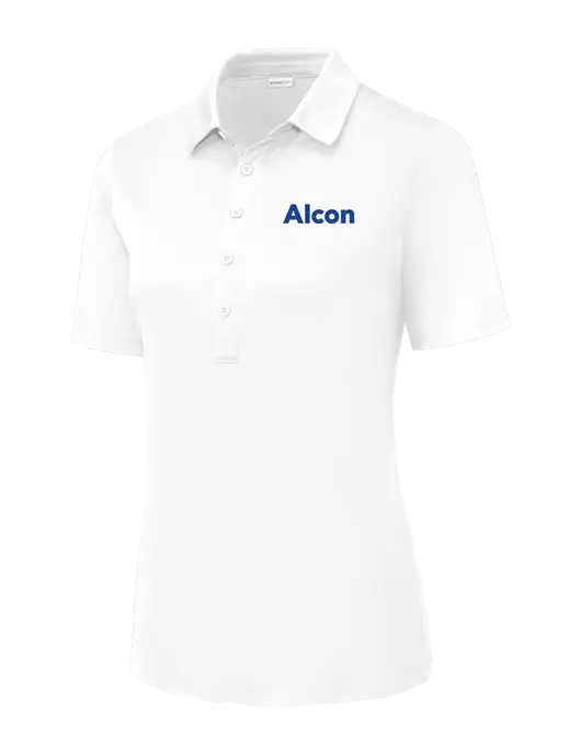 White Womens Posi-UV Pro Polo w/Alcon Logo