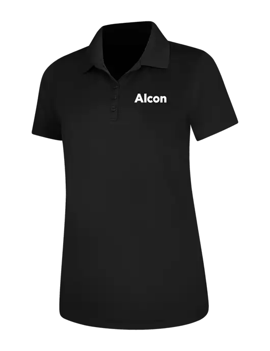 Black Womens Dry Zone UV Mesh Polo w/Alcon Logo