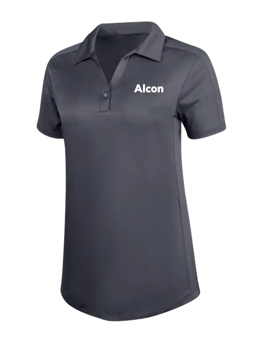 Womens Dark Grey Diamond Jacquard Polo w/Alcon Logo