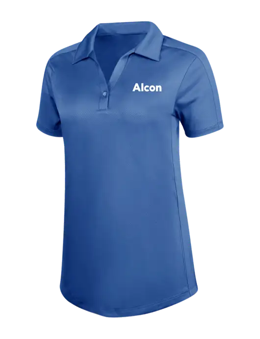 Womens Dark Royal Blue Diamond Jacquard Polo w/Alcon Logo