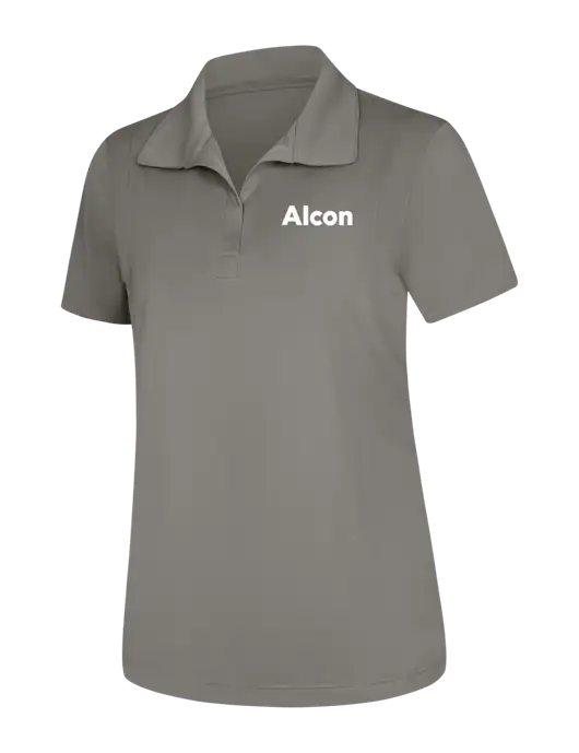 Womens Medium Grey Micropique Sport-Wick Polo w/Alcon Logo