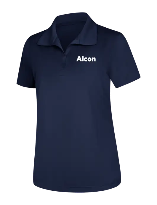 Womens Navy Micropique Sport-Wick Polo w/Alcon Logo