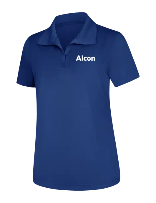 Womens Royal Micropique Sport-Wick Polo w/Alcon Logo