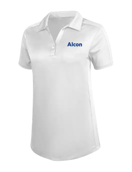 Womens White Diamond Jacquard Polo w/Alcon Logo