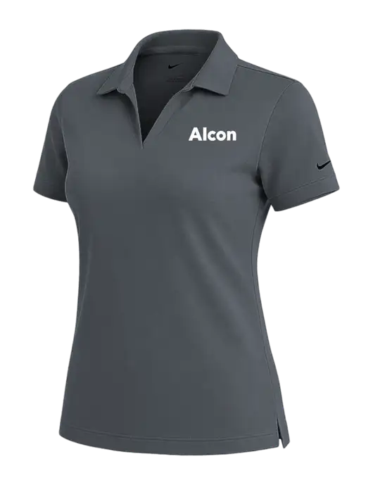 NIKE Dark Grey Womens Dri-Fit Micro Pique Polo w/Alcon Logo