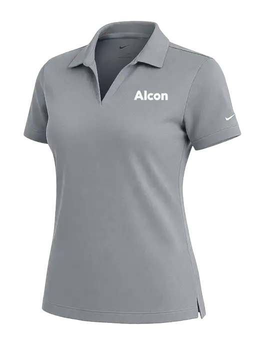 NIKE Medium Grey Womens Dri-Fit Micro Pique Polo w/Alcon Logo