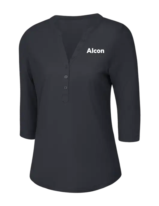 OGIO Charcoal Grey Jewel Henley w/Alcon Logo