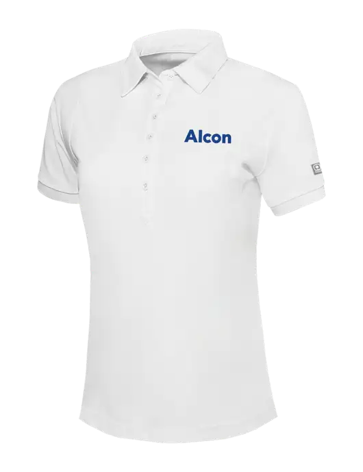 OGIO Womens Bright White Jewel Polo w/Alcon Logo