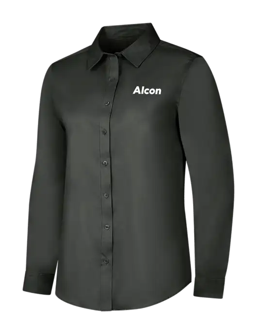 Dark Grey Womens Long Sleeve Superpro React Twill Shirt w/Alcon Logo