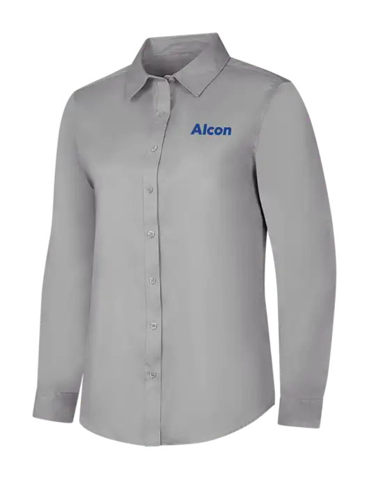 Light Grey Womens Long Sleeve Superpro React Twill Shirt w/Alcon Logo
