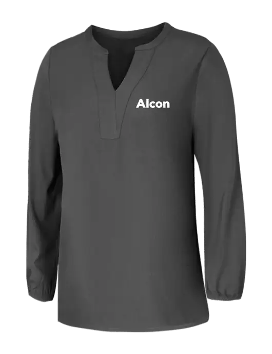 Mercer+Mettle Womens Dark Grey Stretch Crepe 3/4 Sleeve Blouse w/Alcon Logo