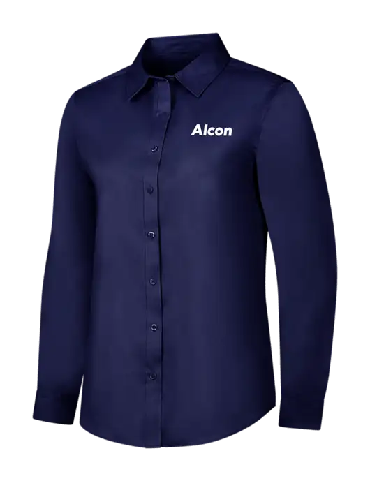Navy Womens Long Sleeve Superpro React Twill Shirt w/Alcon Logo
