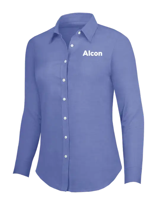 Navy Womens SuperPro Oxford Shirt w/Alcon Logo