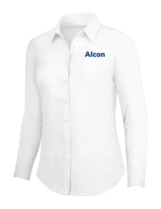 White Womens SuperPro Oxford Shirt w/Alcon Logo