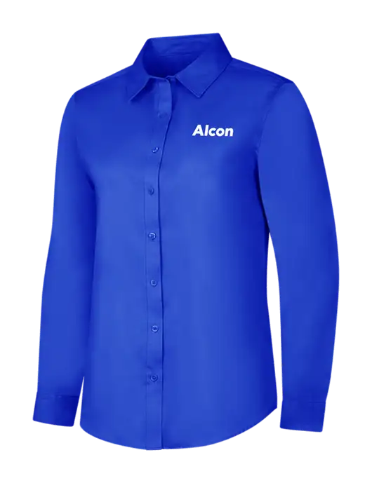 Womens Long Sleeve Dark Royal Superpro React Twill Shirt w/Alcon Logo